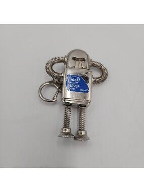 Vintage Intel USB Robot Metal 3" Key Chain